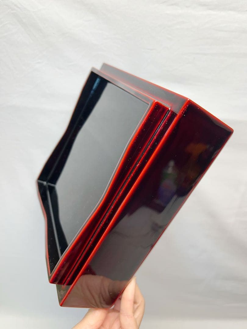 ほぼ未使用 懐石道具 木製溜塗 三段重 内朱 元箱