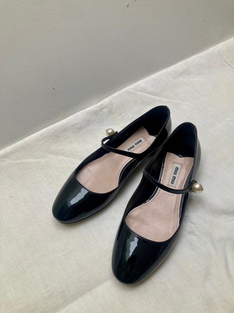 miu miu ブラックバレエシューズ 36