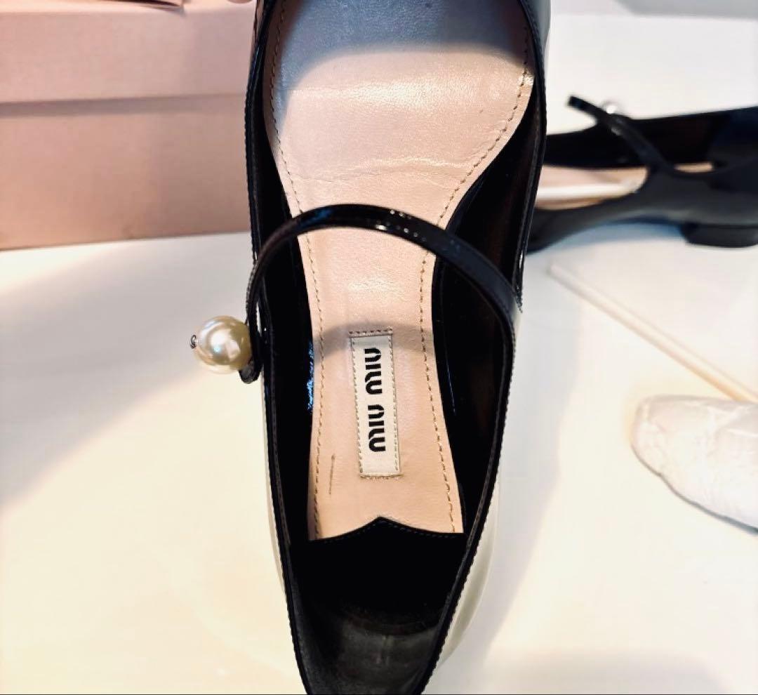 miu miu ブラックバレエシューズ 36