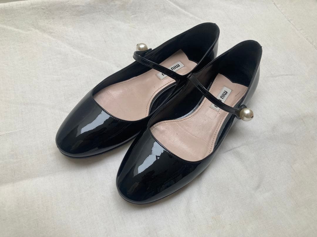 miu miu ブラックバレエシューズ 36
