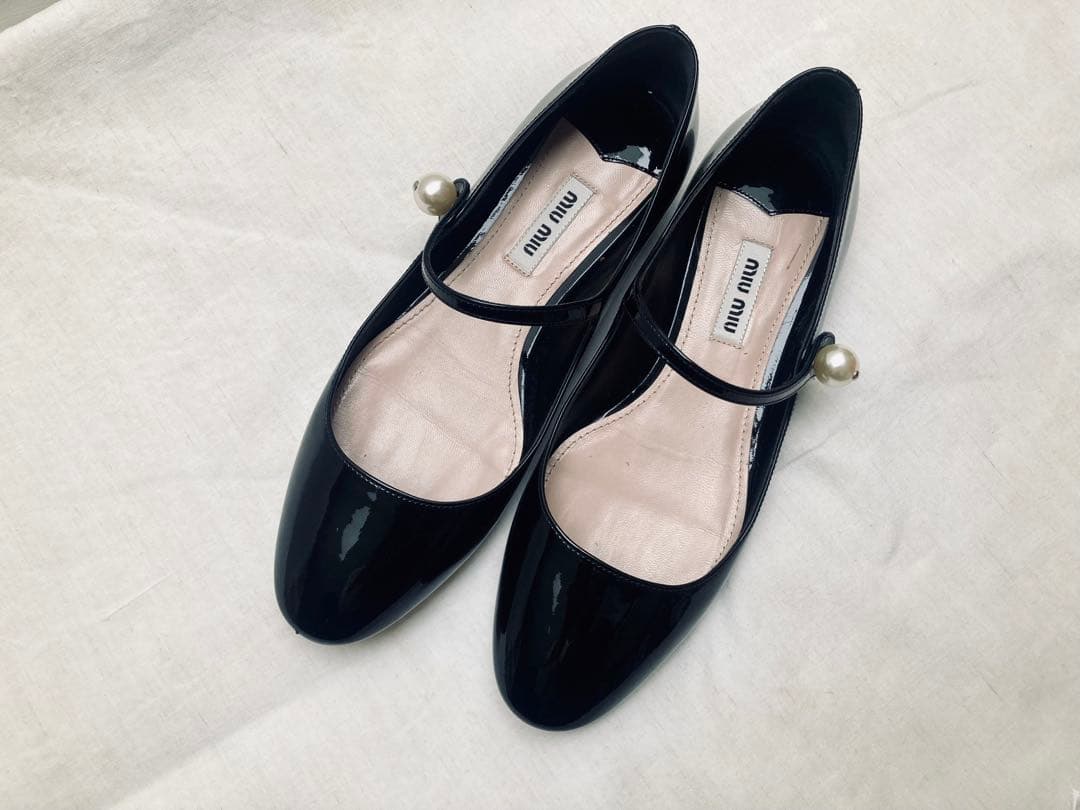 miu miu ブラックバレエシューズ 36