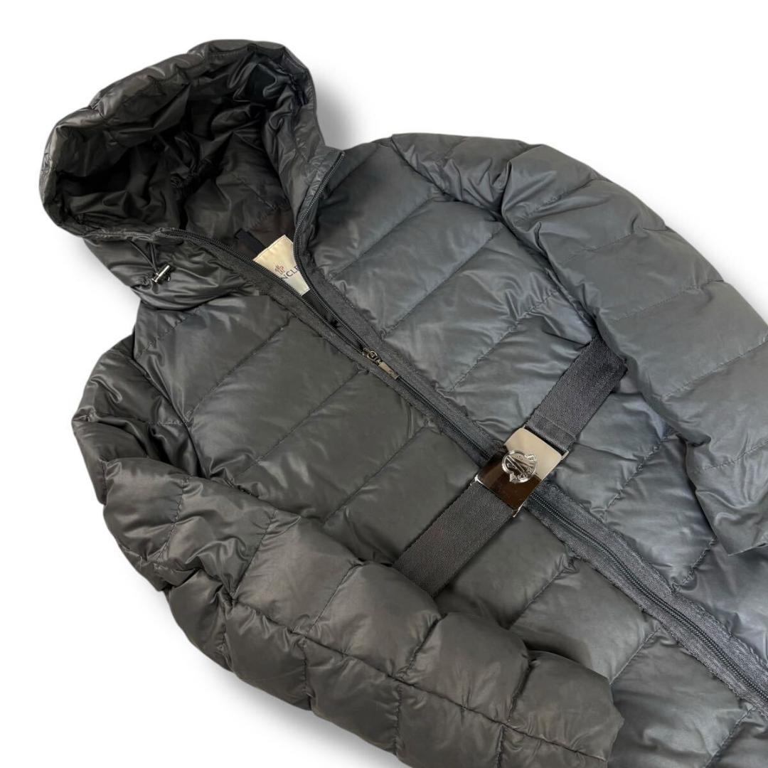 【美品】MONCLER ナンテス ベルト付き ロングダウンコート グレー 0