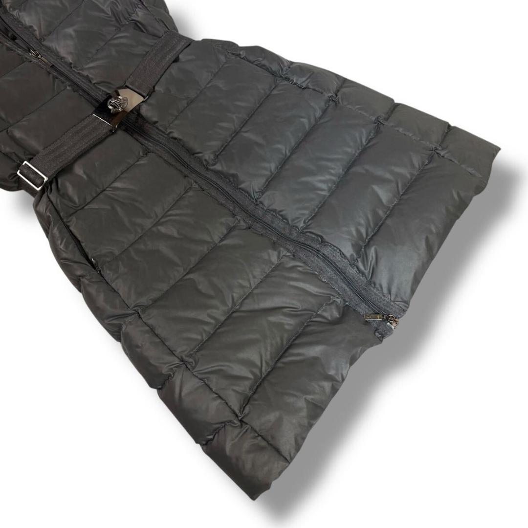 【美品】MONCLER ナンテス ベルト付き ロングダウンコート グレー 0
