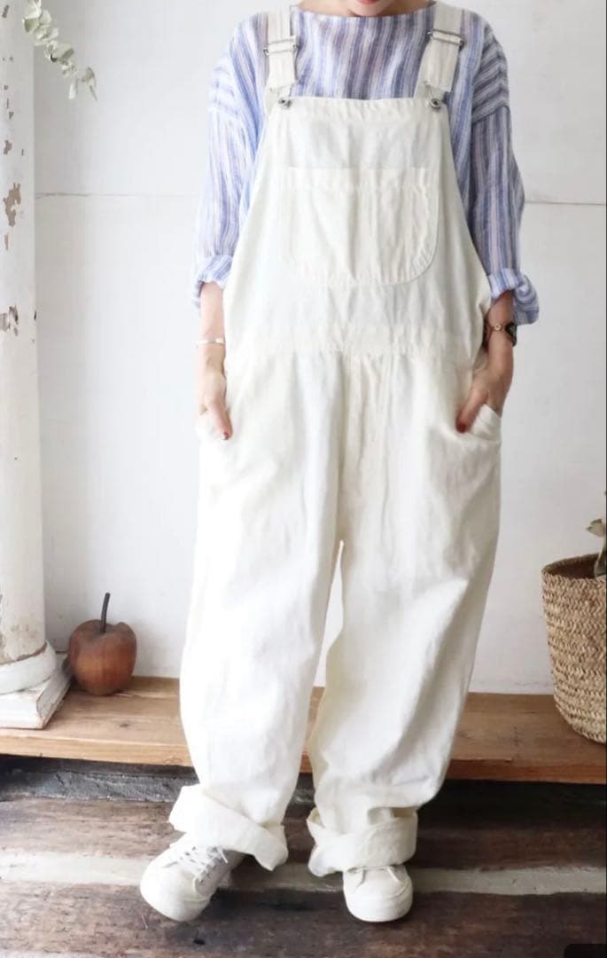 Veritecoeur ヴェリテクール　コットンリネンサロペット白