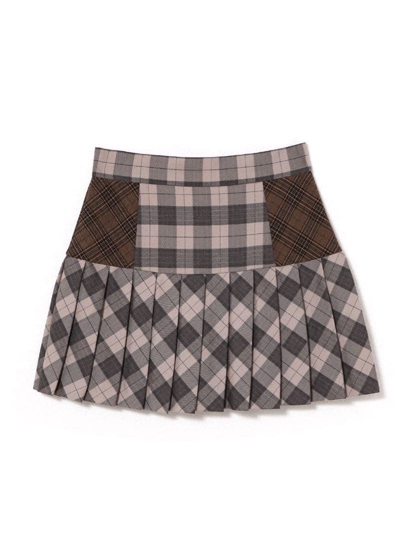 アンドマリー Coco check pleats skirt ピンクベージュ