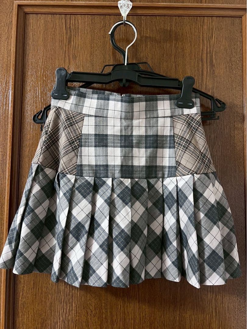 アンドマリー Coco check pleats skirt ピンクベージュ