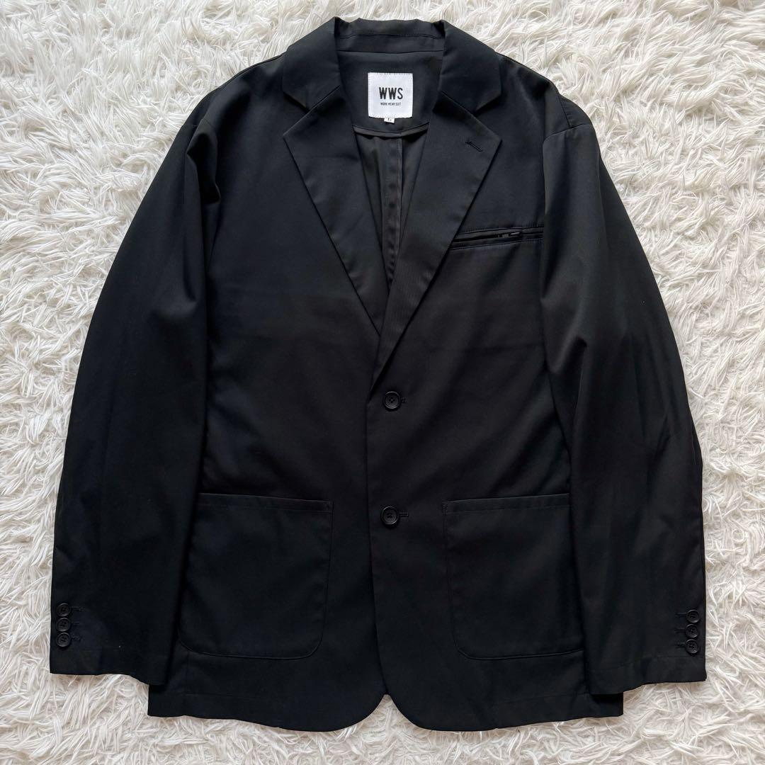 WWS ストレッチスーツセットアップ ブラック 洗濯可 撥水 スーツ Lサイズ