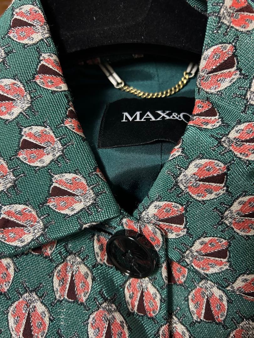 MAX &Co マックスアンドコー　花柄ロングコート グリーン系