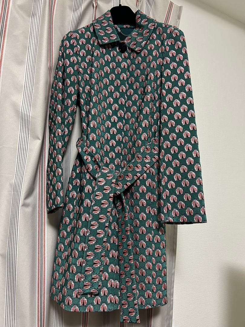 MAX &Co マックスアンドコー　花柄ロングコート グリーン系