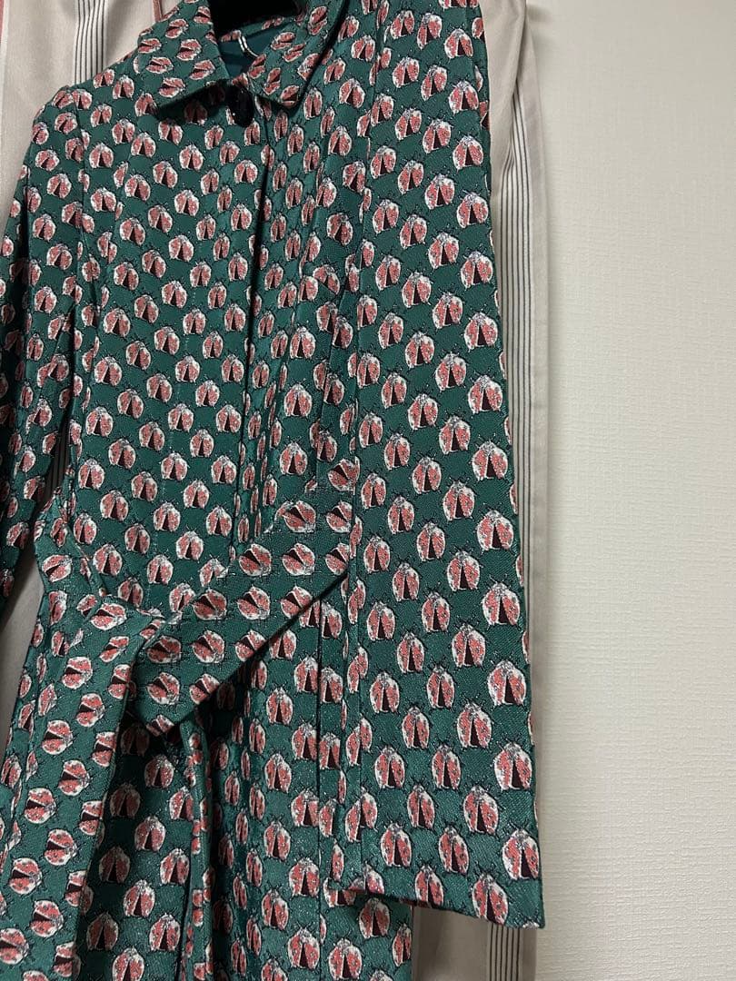 MAX &Co マックスアンドコー　花柄ロングコート グリーン系