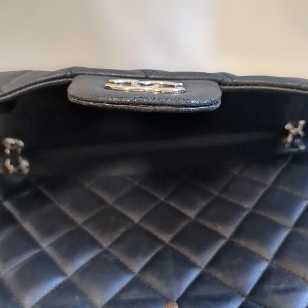 シャネル デカマトラッセ シングルフラップ ダブルチェーン ショルダーバッグ