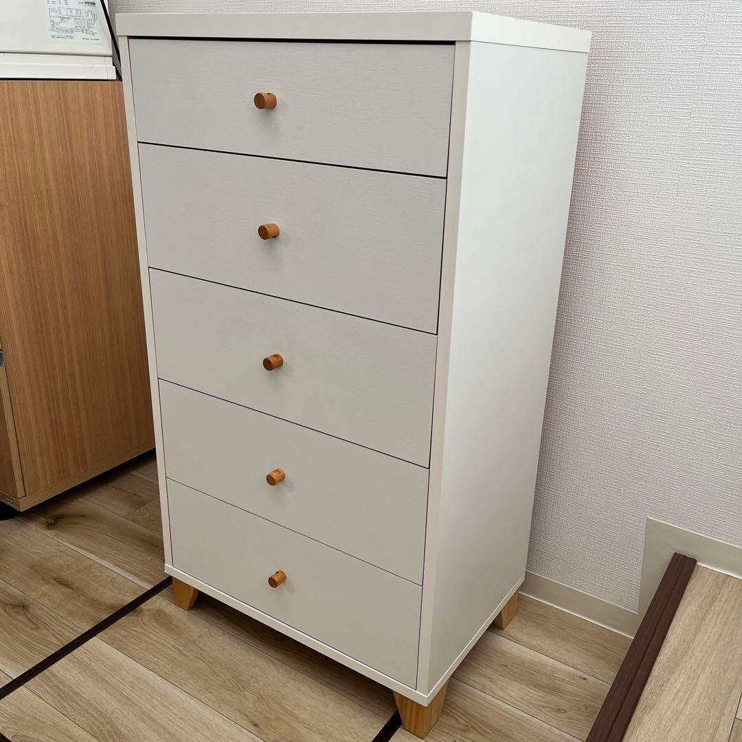 ホワイト 5段チェスト 幅600mm MOMO NATURAL