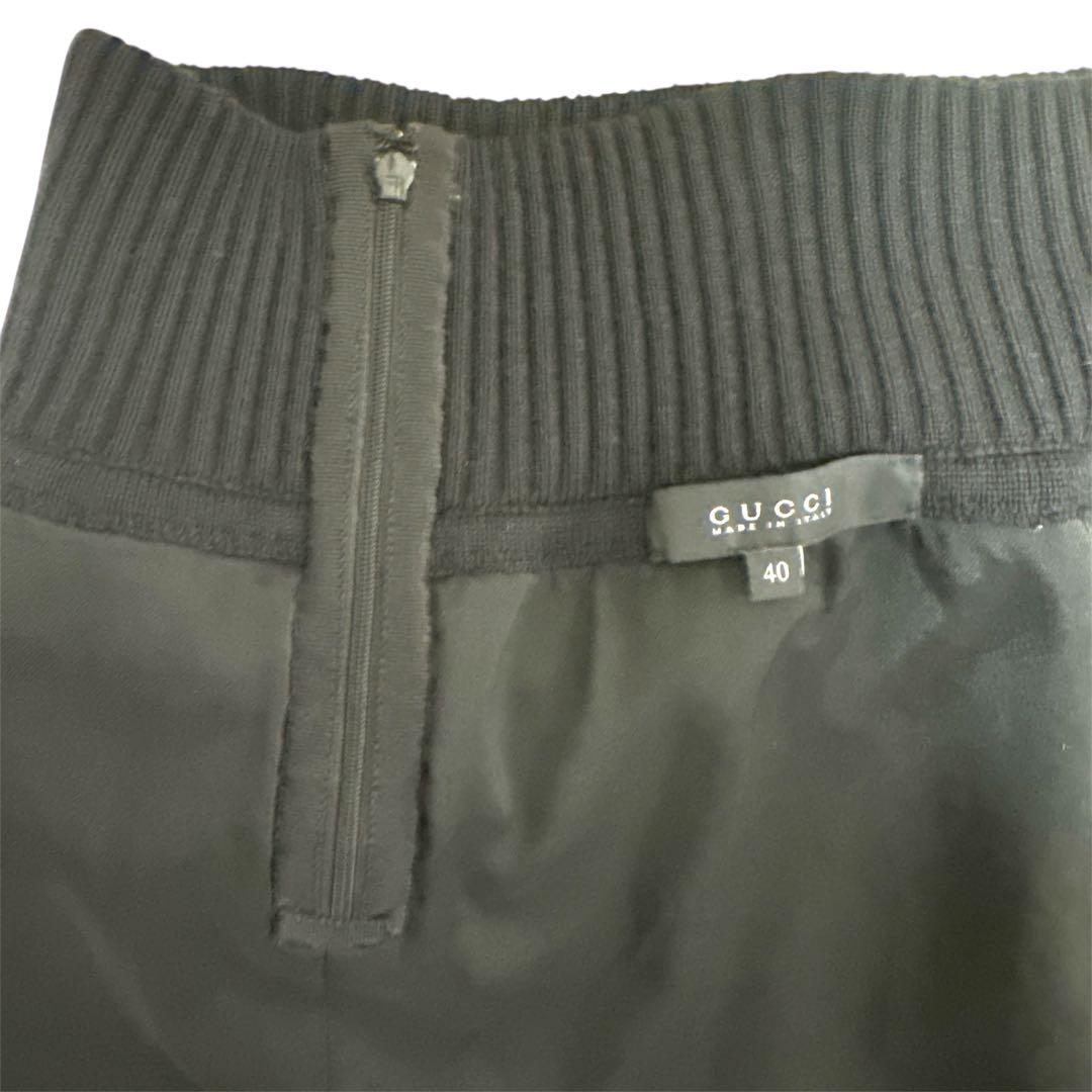 希少廃盤 GUCCI ベルト付き 上質ウール ラップスカート 黒 サイズ40