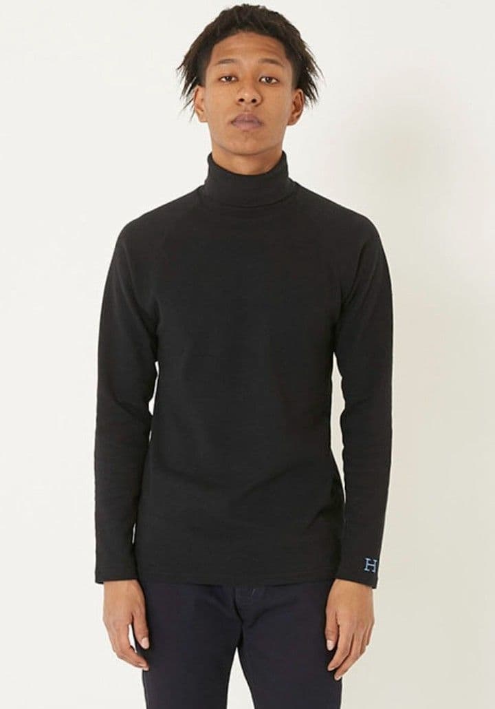 新品ハリウッドランチマーケットBLACKストレッチフライス4タートルネックT