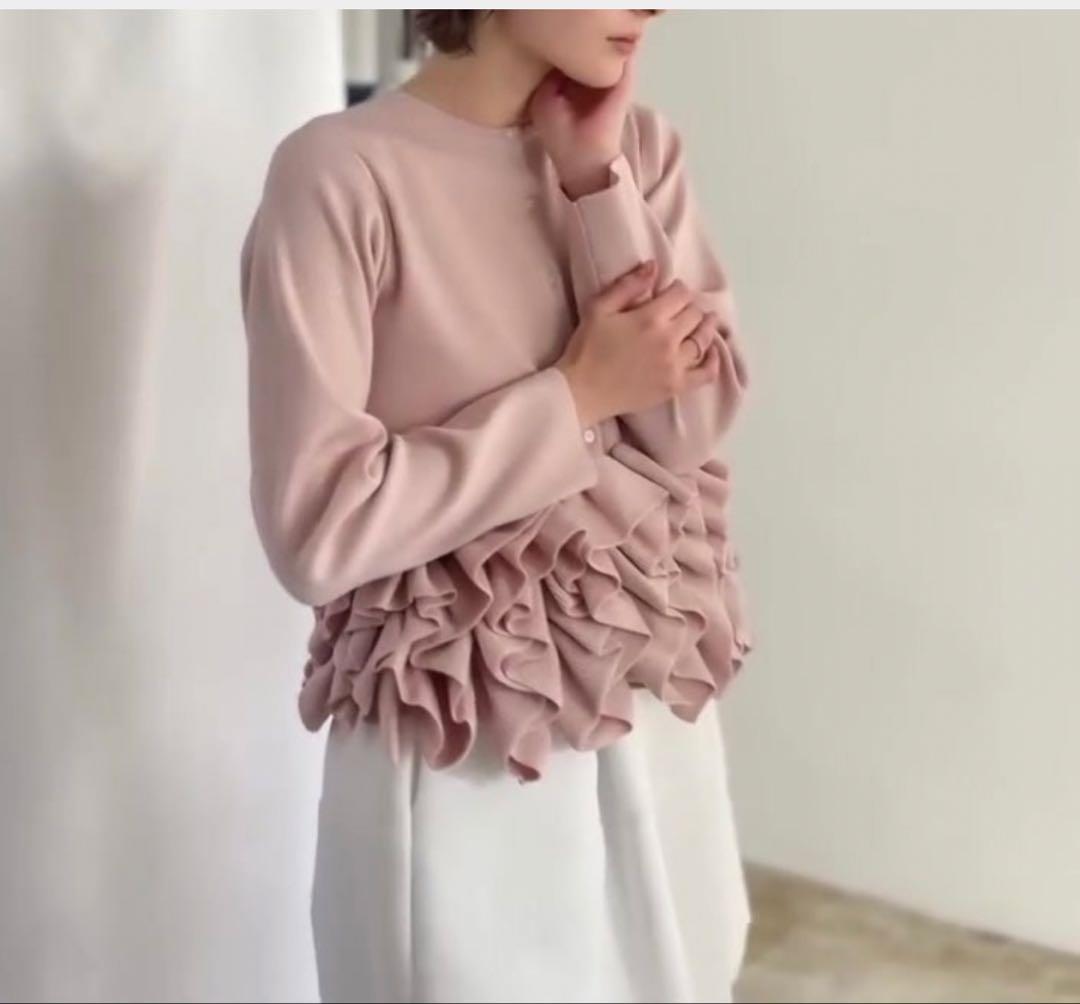 クラウドシープボアベスト　ブラック　スワンカーディガン　ピンク