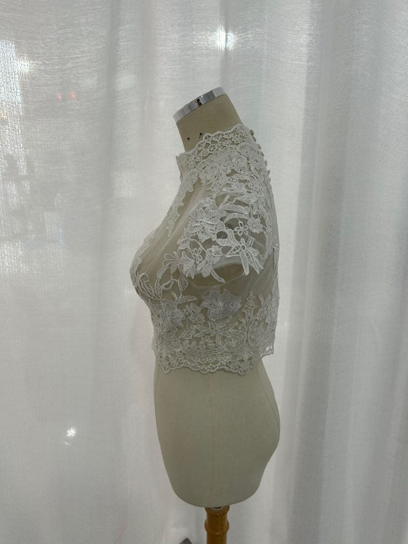 も*2様 ウェディングボレロ　ブライダルボレロ　ハイネック　くるみボタン