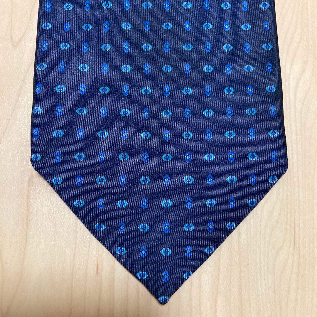 マリネッラ　ネクタイ　ネイビー小紋柄
