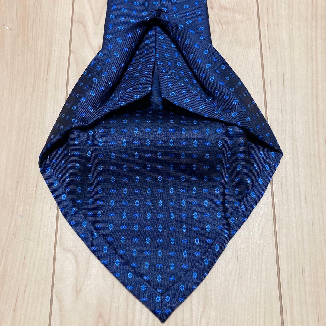 マリネッラ　ネクタイ　ネイビー小紋柄