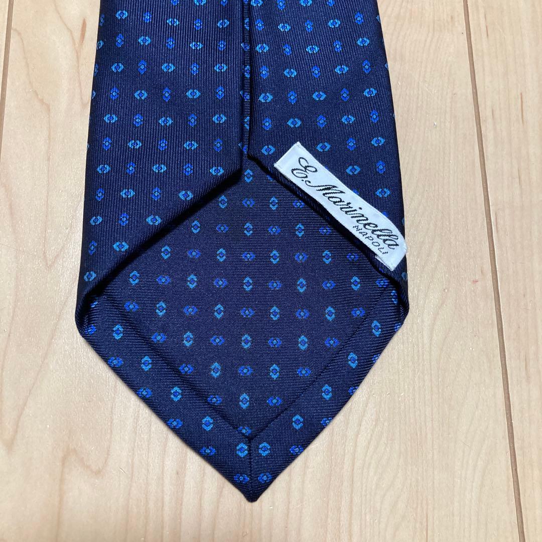 マリネッラ　ネクタイ　ネイビー小紋柄