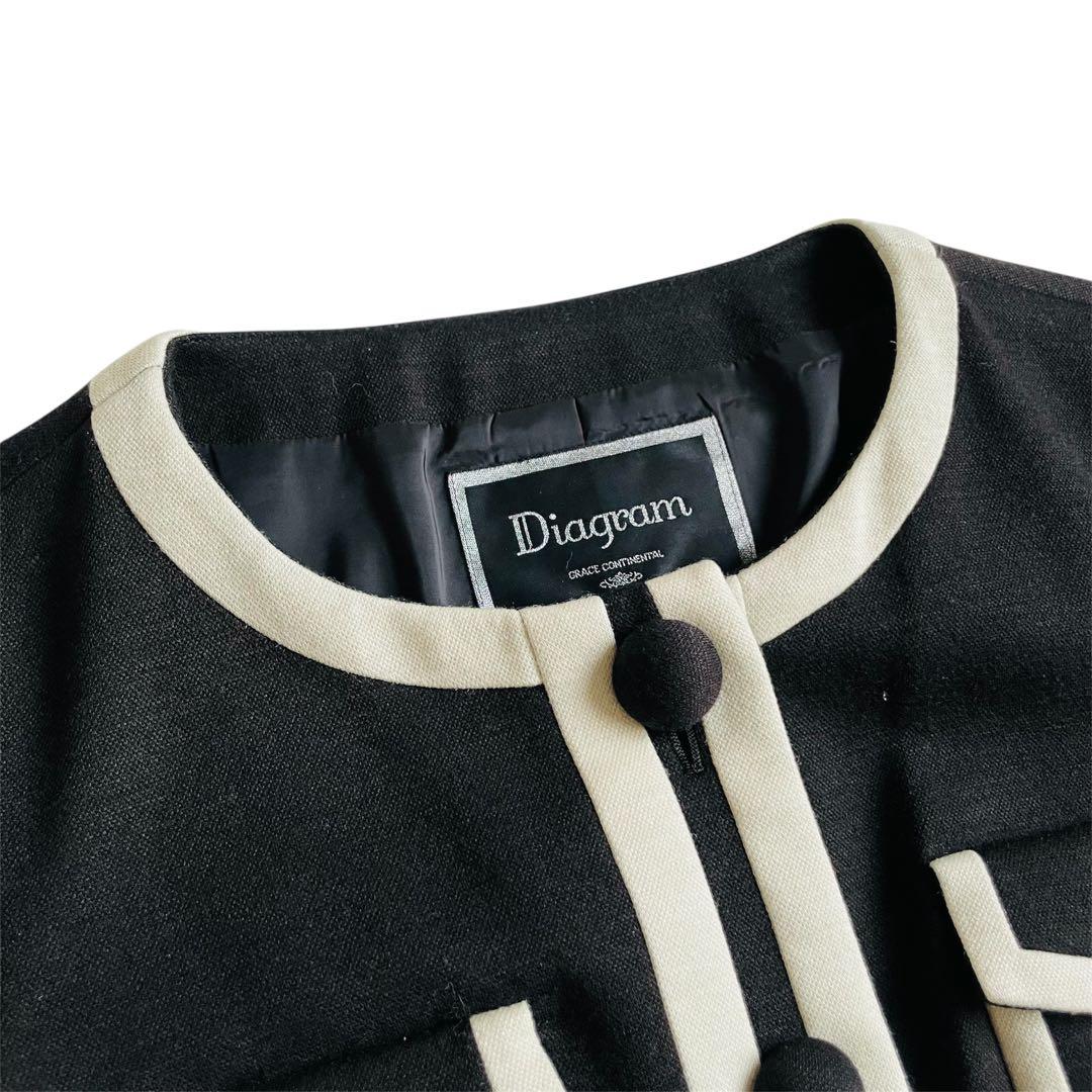 【新品タグ付】ダイアグラム ウール混 配色ジャージジャケット ノーカラー S