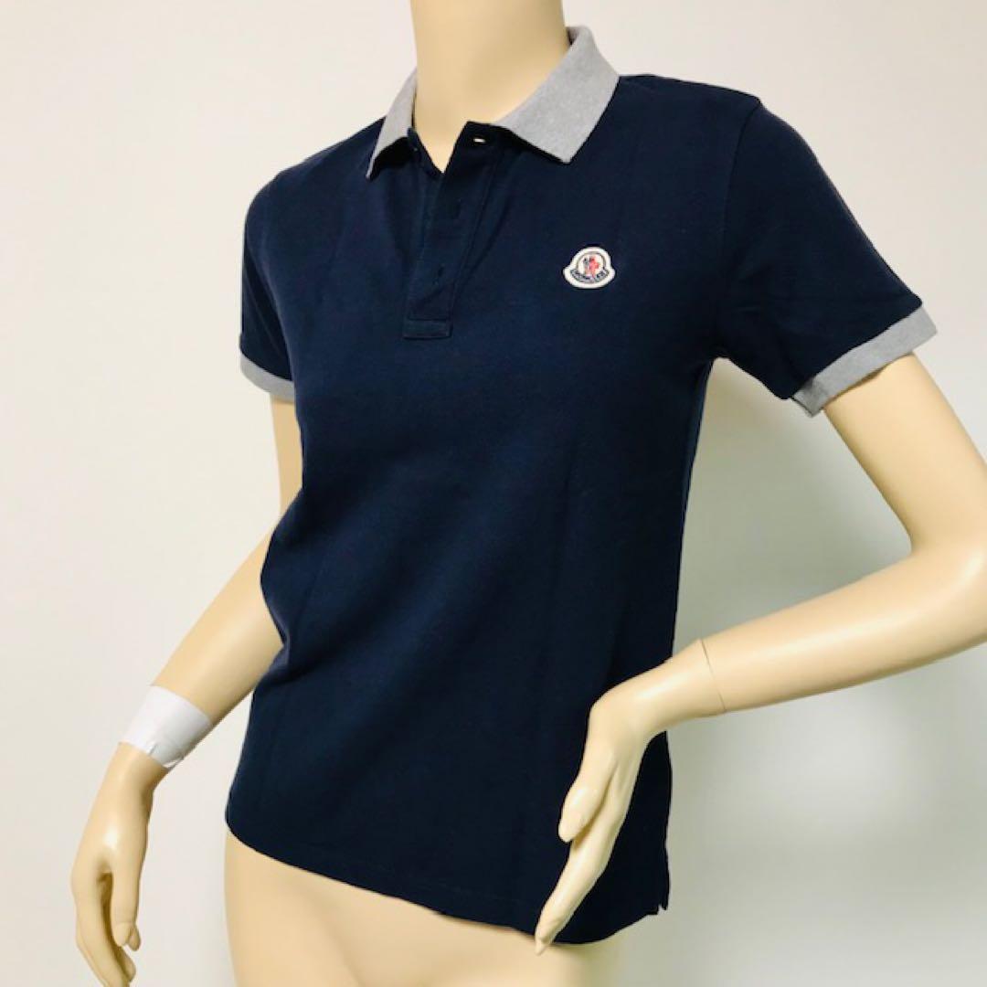 良品★モンクレール・ワッペン付 上衿ブランドロゴ ポロシャツ(SM相当)