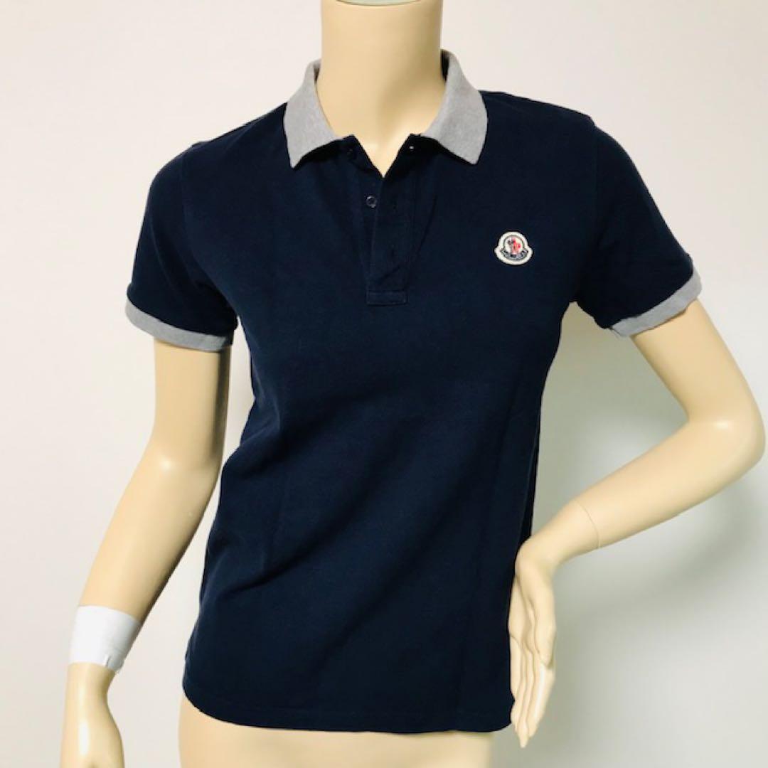 良品★モンクレール・ワッペン付 上衿ブランドロゴ ポロシャツ(SM相当)