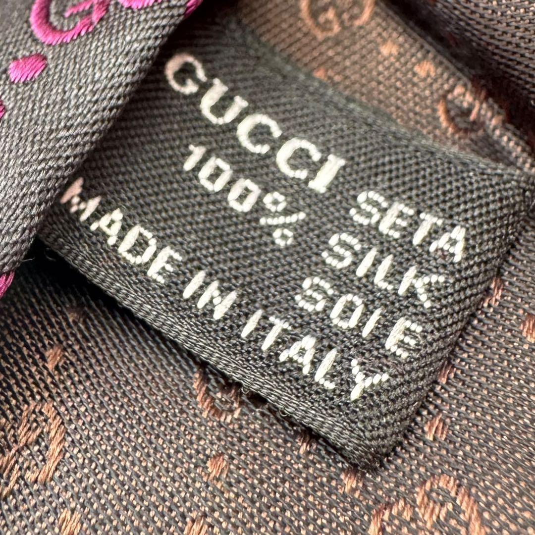 GUCCI グッチ ネクタイ ジャガード 黒 紫 GGパターン 総柄