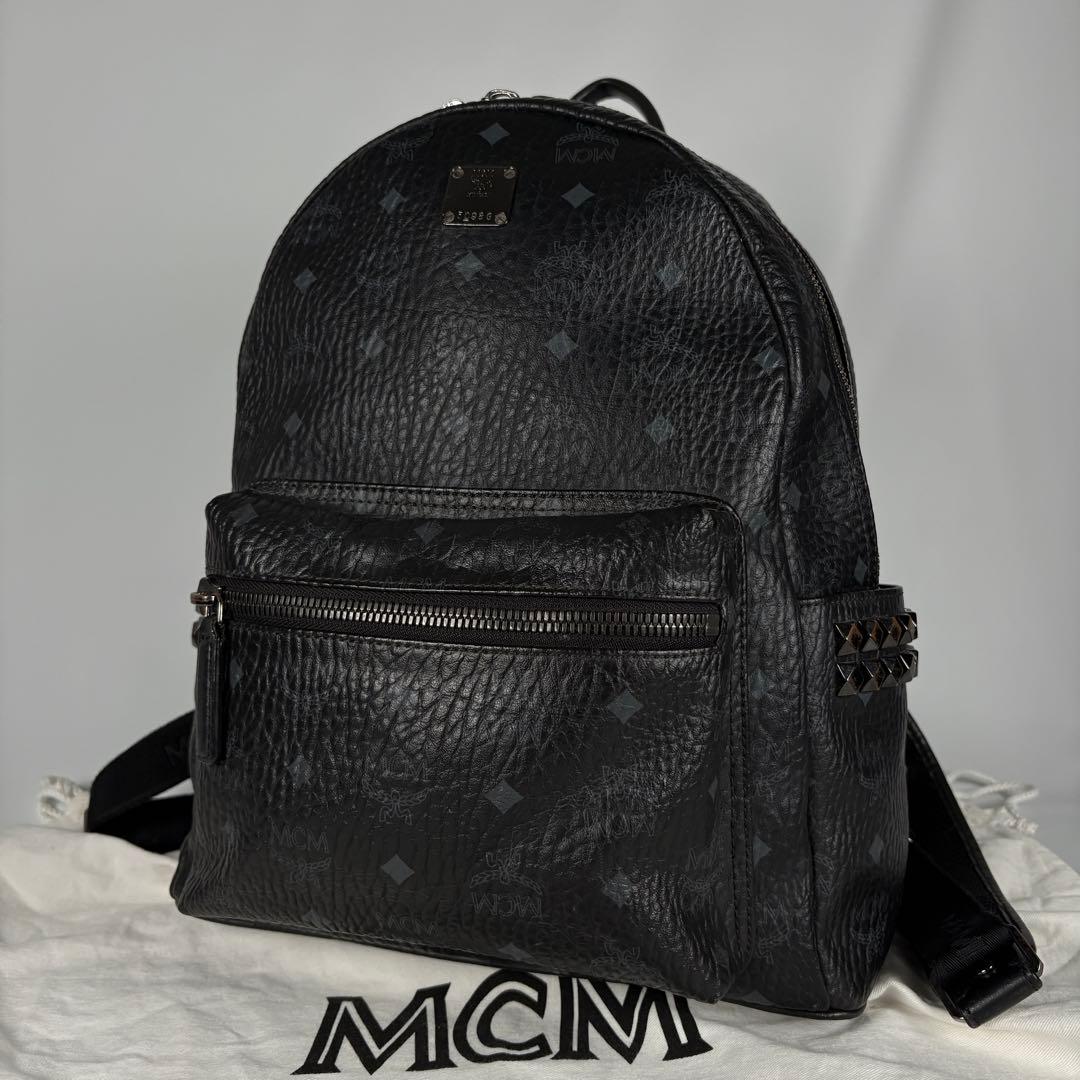 MCM ヴィセトス　リュック バックパック　黒　レザー　スタッズ