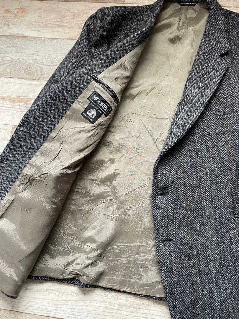 大きい　ハリスツイード　MOORES胡桃釦ヘリンボーンジャケット 52 カナダ製