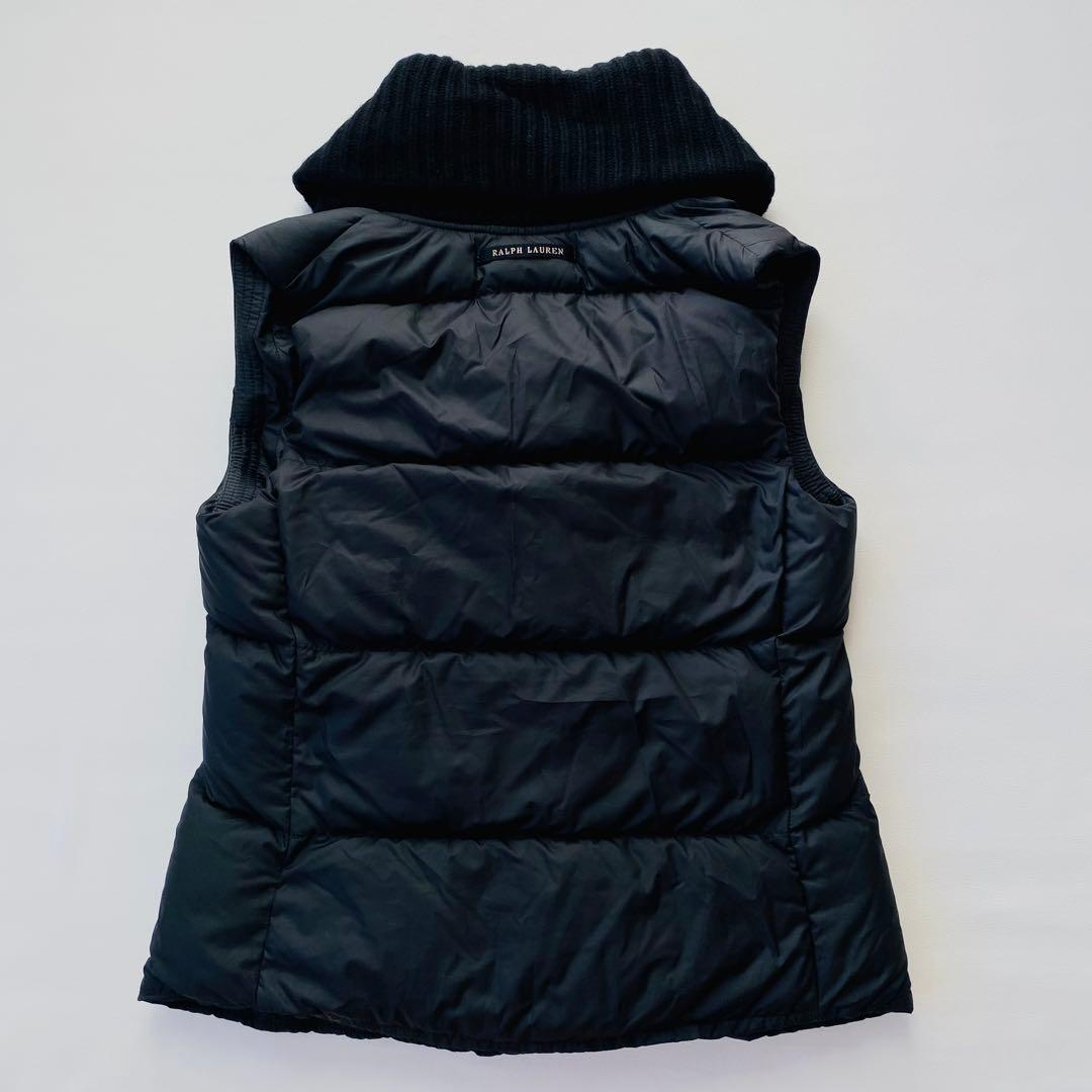 ラルフローレン　ダウンベスト　ショールカラー　リブニット切替　ドローコード
