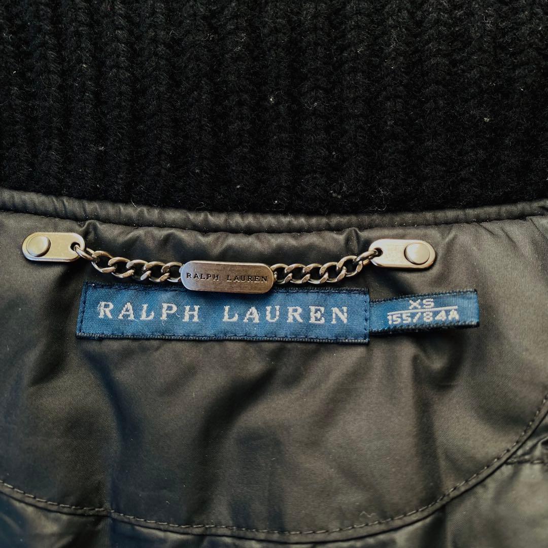 ラルフローレン　ダウンベスト　ショールカラー　リブニット切替　ドローコード