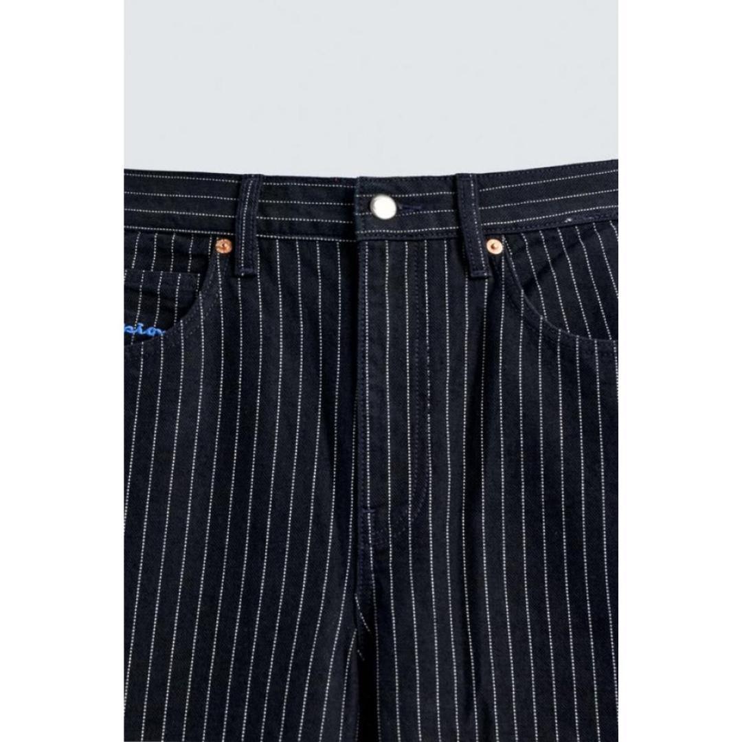 在庫品限りCHAMPION X ZARA ストライプ バギーフィットジーンズ36