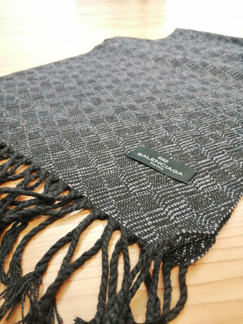 BALENCIAGA　バレンシアガ　ストール　マフラー　ブラック　クリーニング済