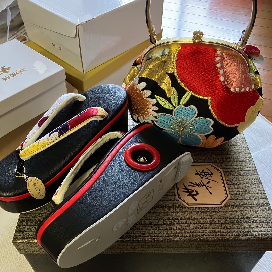 ☆めめ☆　新品未使用　世美庵　成人式　和装用バッグと草履セット　Ｌサイズ