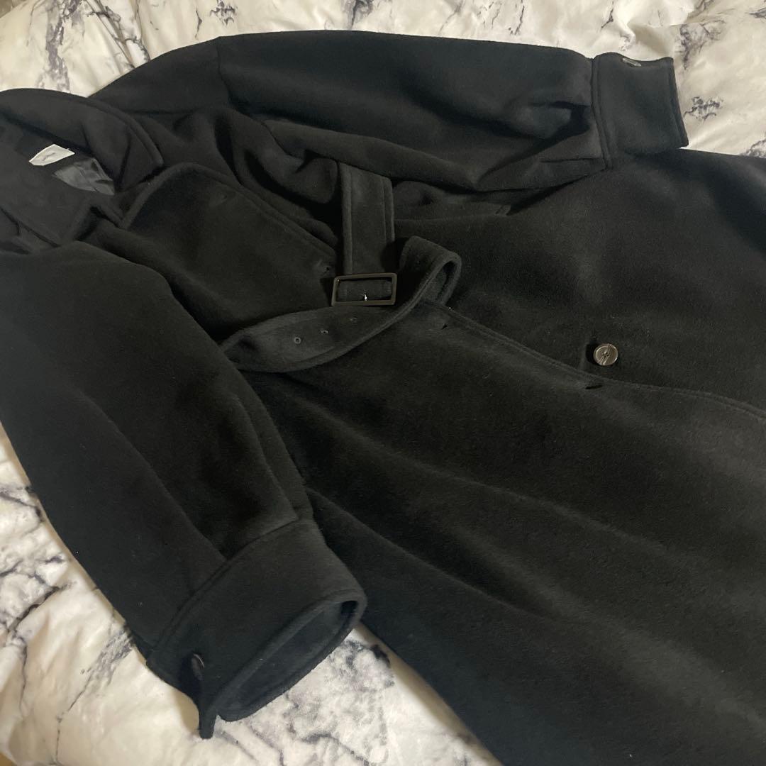 MURUA ムルーア スタンドネックダブルカラーコート ロングコート ブラック