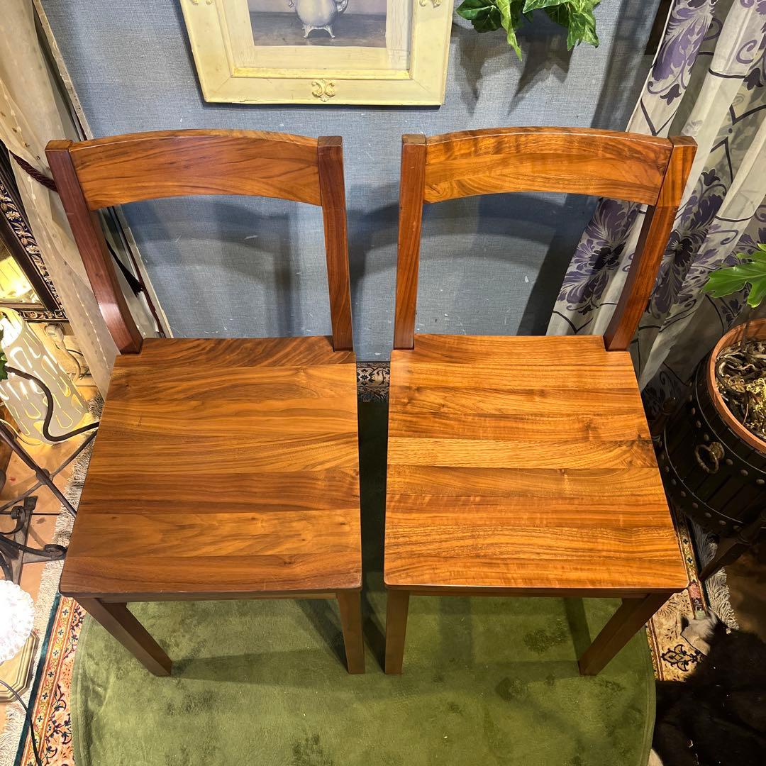 mona 2脚セット　無印良品　板座　ウォールナット無垢材コンパクトチェア