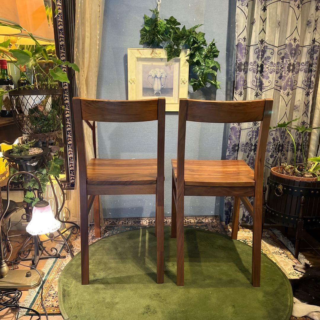 mona 2脚セット　無印良品　板座　ウォールナット無垢材コンパクトチェア