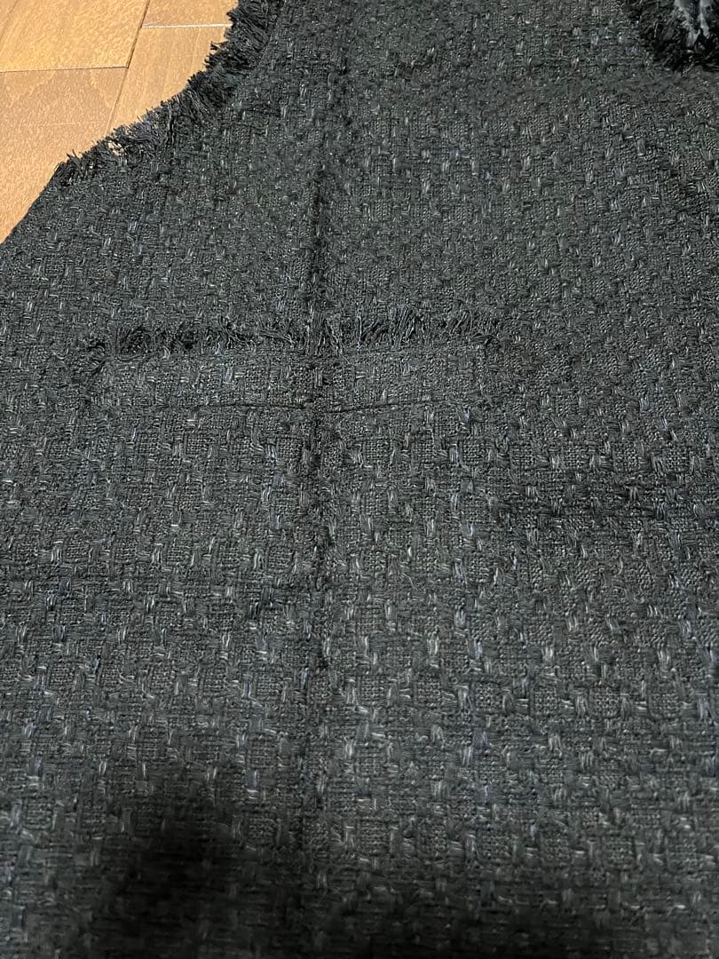 ハンドメイド　ジレ　ブラックツイード
