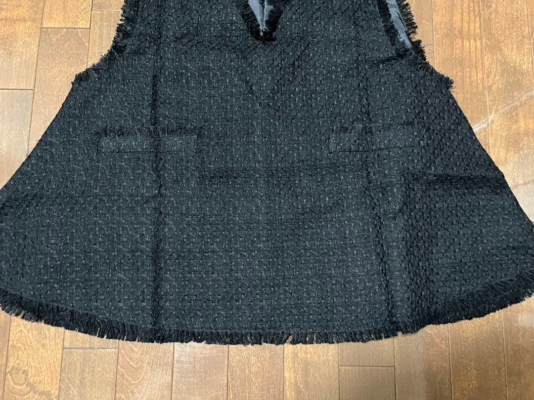 ハンドメイド　ジレ　ブラックツイード