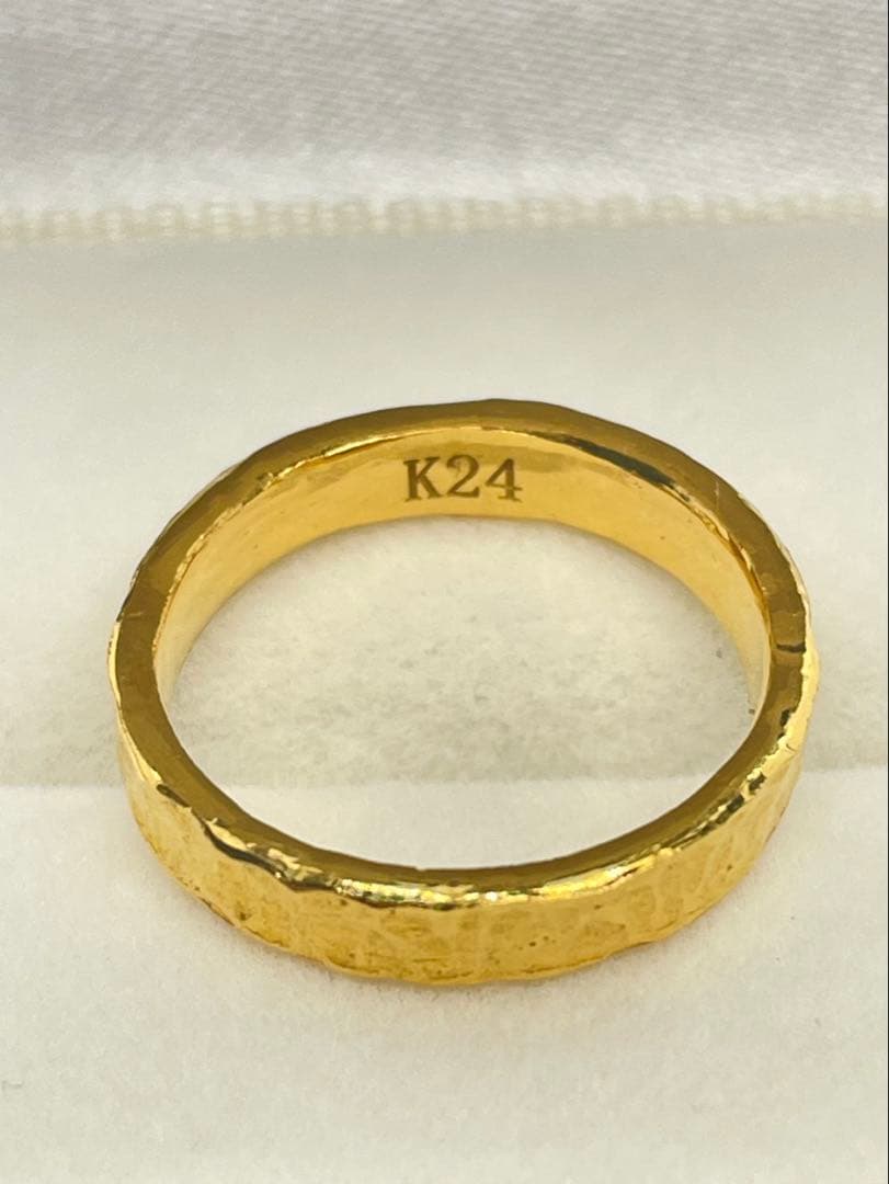 K24 純金 槌目リング 4.94g指輪 リング 刻印あり ハンドメイド
