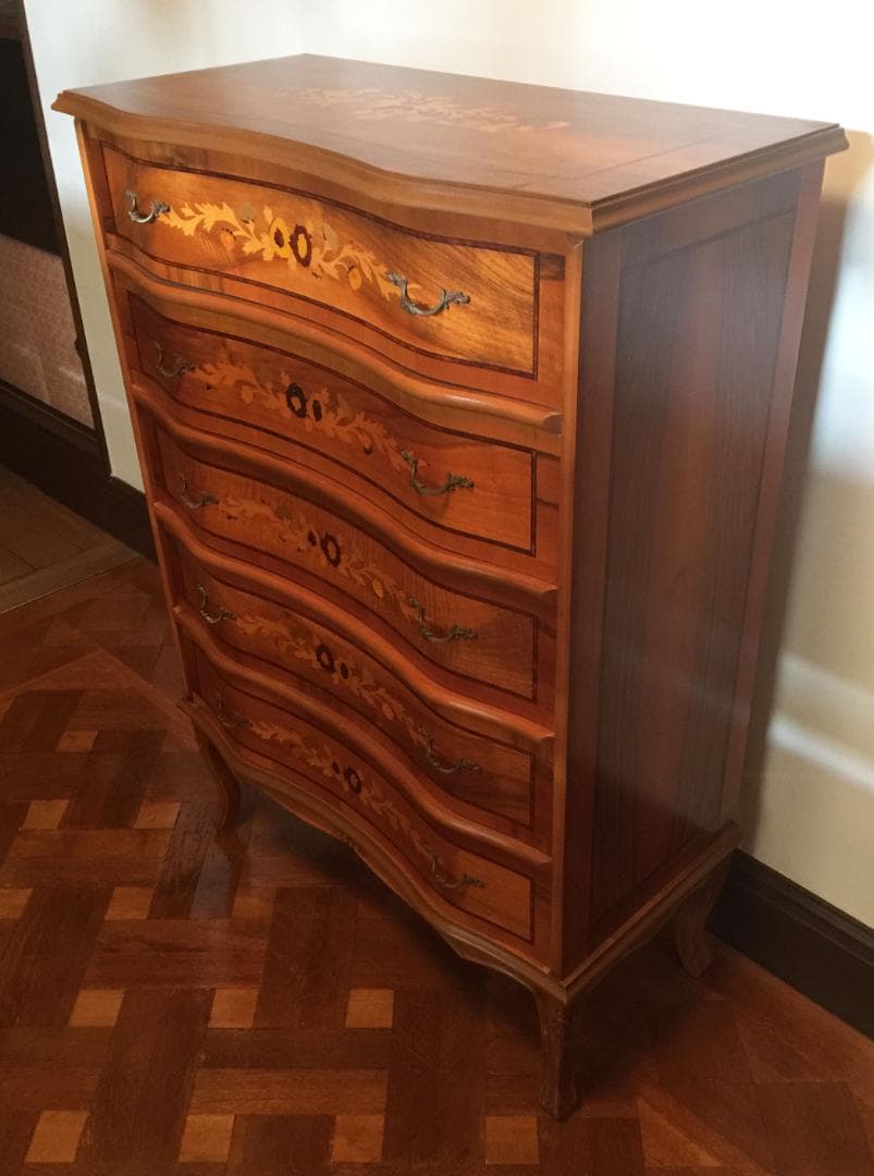 （美品）イタリア ヨーロッパ 家具 5段チェスト クラシック アンティーク