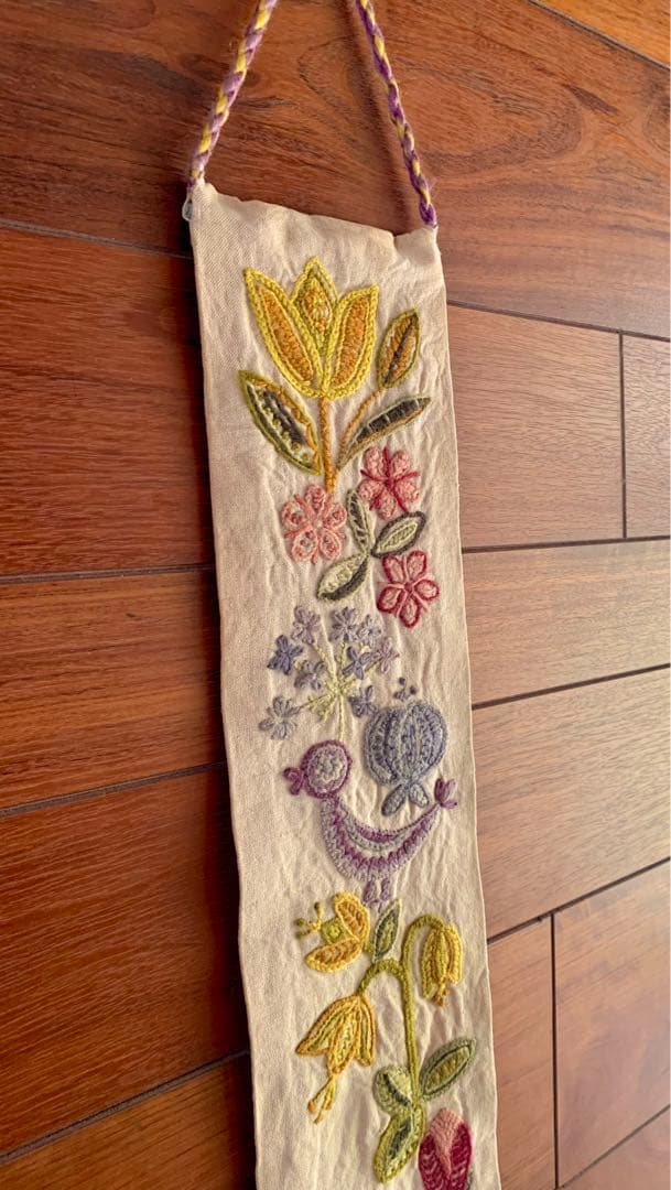 蚤の市　ヨーロッパ　アンティーク 東欧　手刺繍　壁掛け　鳥と花
