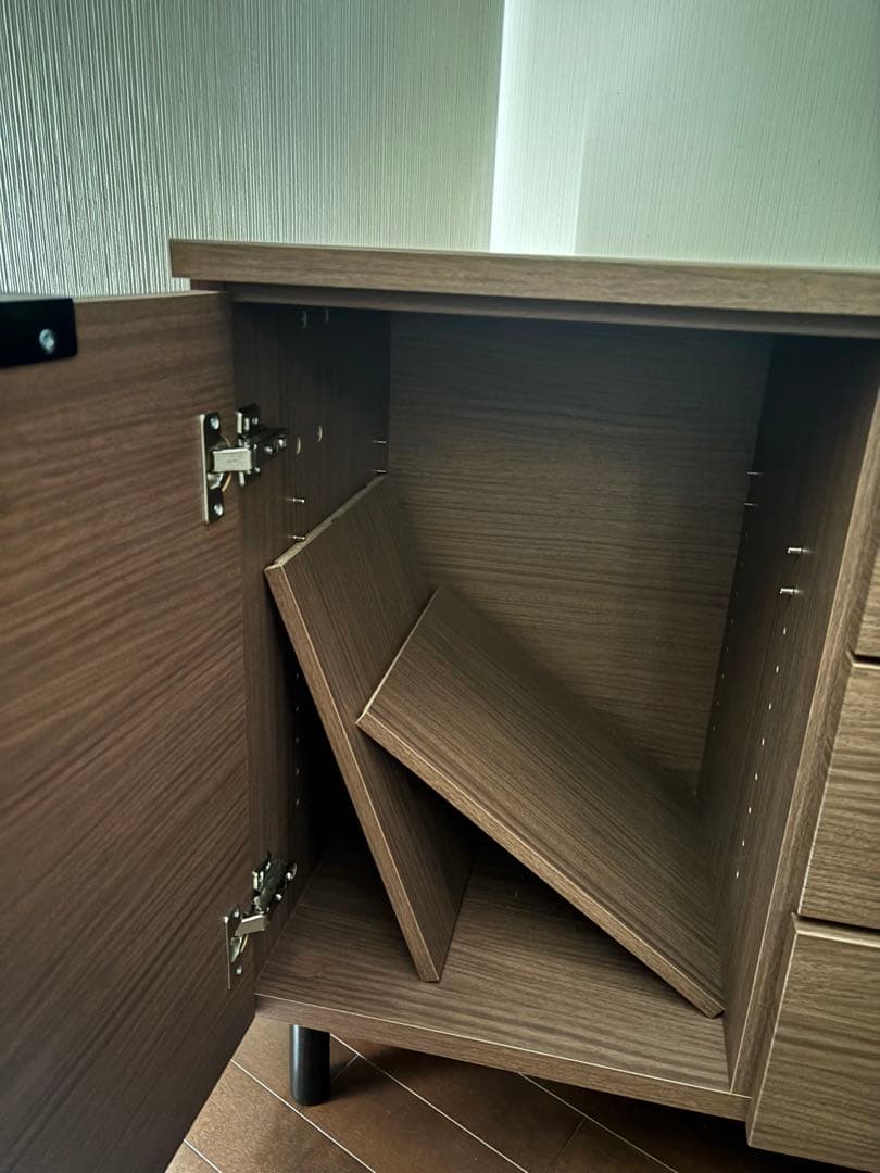 【美品】ニトリ　サイドボード（エトナ80SB MBR）　ミドルブラウン