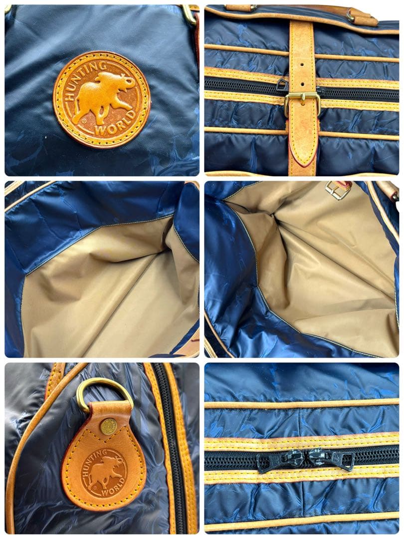 【ヴィンテージ】ハンティングワールド　ボストンバッグ　トラベル　ナイロン　レザー