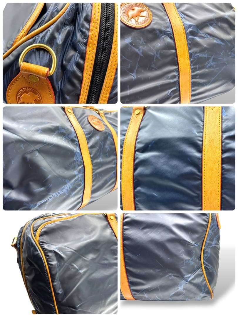 【ヴィンテージ】ハンティングワールド　ボストンバッグ　トラベル　ナイロン　レザー