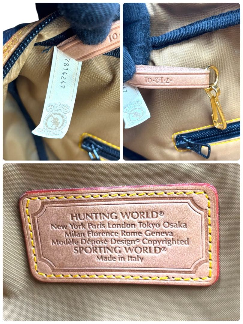 【ヴィンテージ】ハンティングワールド　ボストンバッグ　トラベル　ナイロン　レザー