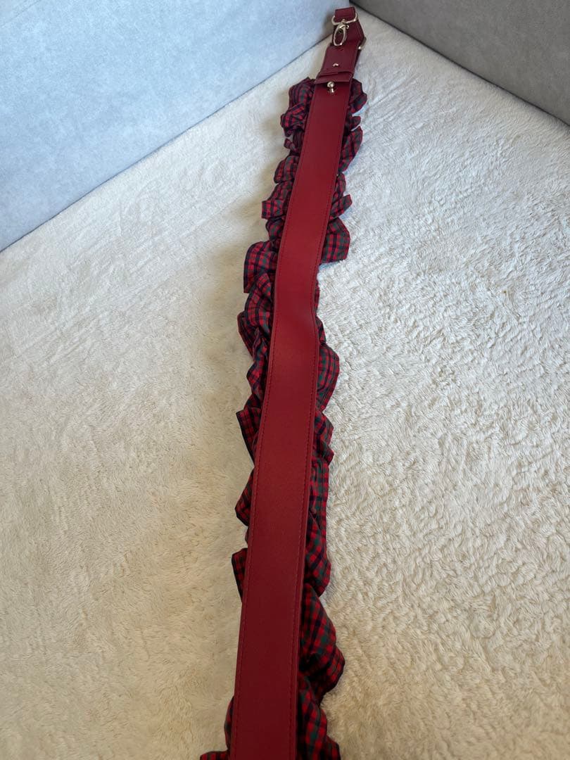 familiar Bibiyフリル付きストラップ 赤緑チェック