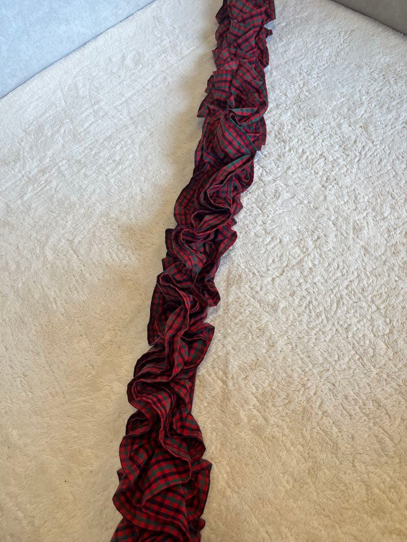 familiar Bibiyフリル付きストラップ 赤緑チェック