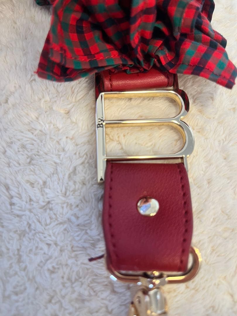 familiar Bibiyフリル付きストラップ 赤緑チェック