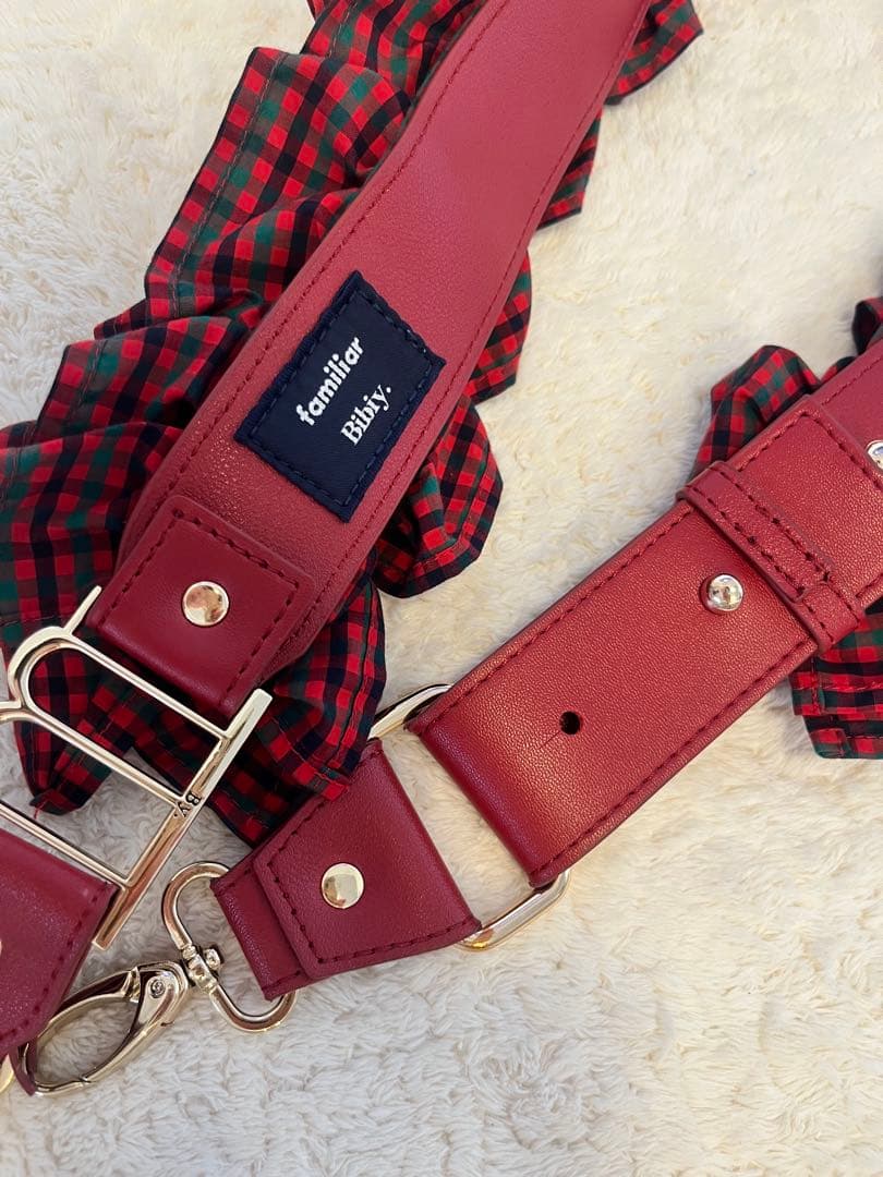 familiar Bibiyフリル付きストラップ 赤緑チェック